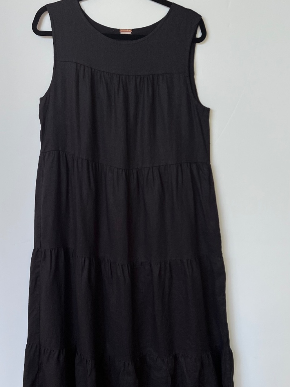 Magaschoni Linen Tiered Sleevelss Maxi Dress
